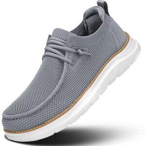 Men's Grey Loafers Shoes Casual Mesh Walking Boat Shoes Dress Sneakers